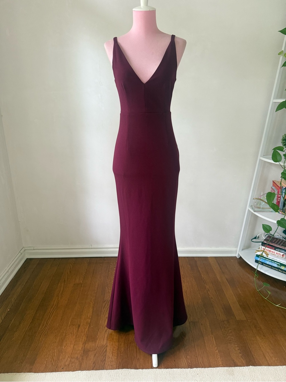 Bodycon Burgundy V-Neck Evening Gown - Prom Dress Melora XS Plum
